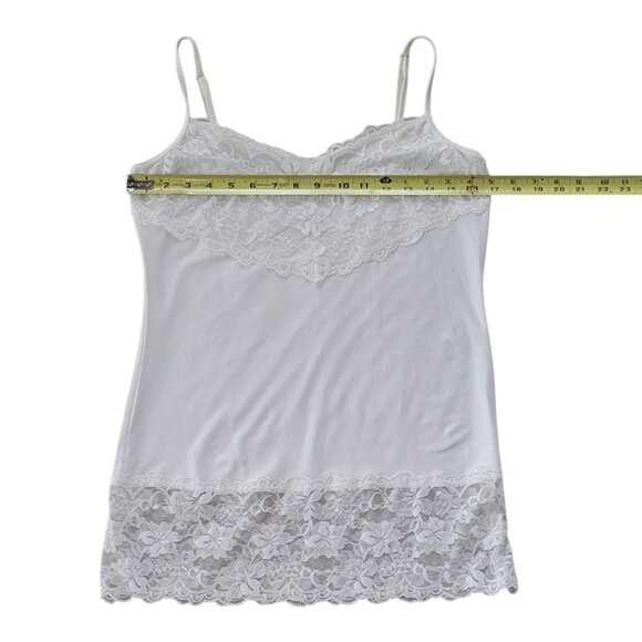 Y2K Whimsical 90s Ivory Floral Lace Coquette Dainty Long Camisole Size L - Picture 6 of 8